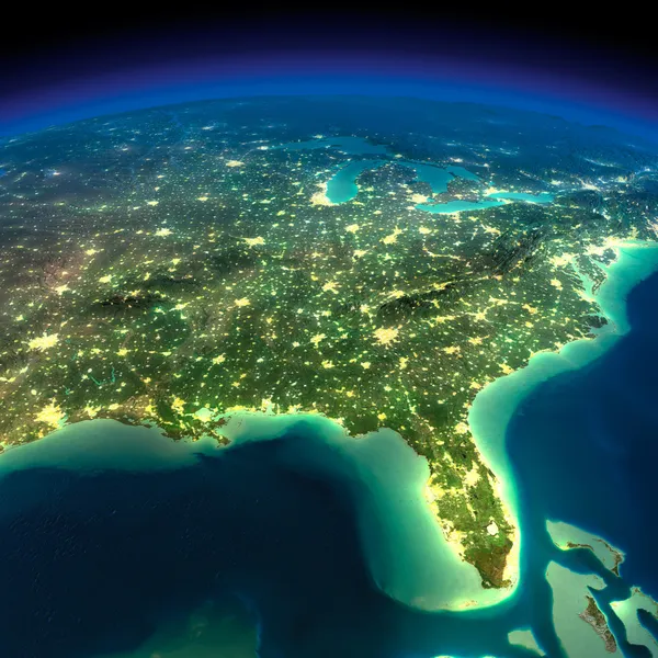 Noche Tierra. Golfo de México y Florida — Foto de Stock