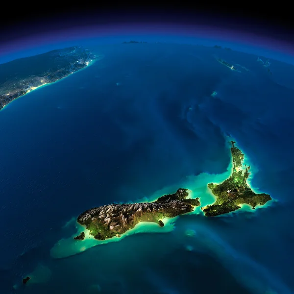 Nacht aarde. Pacific - Nieuw-Zeeland — Stockfoto
