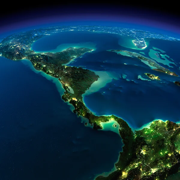 Gece earth. Orta Amerika ülkeleri — Stok fotoğraf