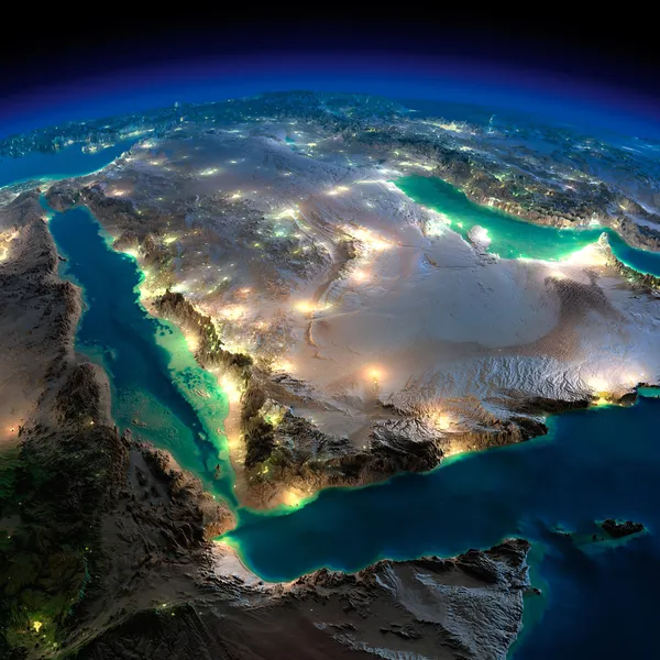 Night Earth. Saudi Arabia — Stock Photo, Image