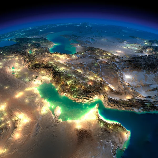 밤 지구입니다. 페르시아만 — 스톡 사진