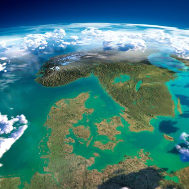 Fragments of the planet Earth. Denmark, Sweden and Norway clipart