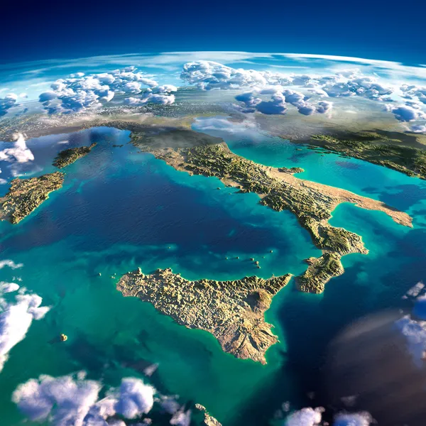 Fragments of the planet Earth. Italy and the Mediterranean Sea — Stock Photo, Image