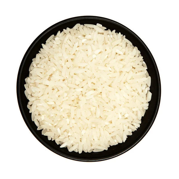 Rice in a black plate — Stock Photo, Image