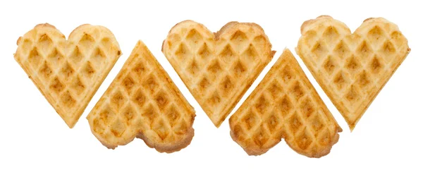 Herzförmige Waffeln auf weiß — Stockfoto