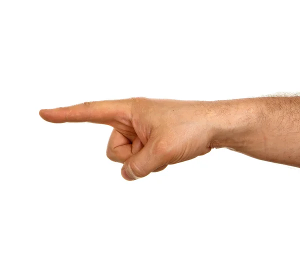 Männliche Hand zeigt mit Zeigefinger — Stockfoto