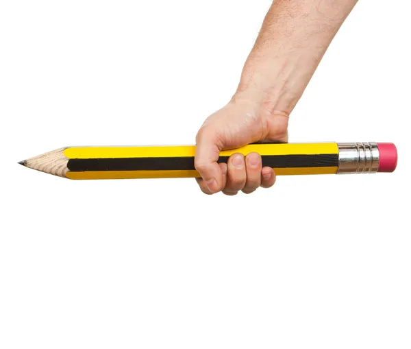 Hand holding long pencil — Stock Photo, Image