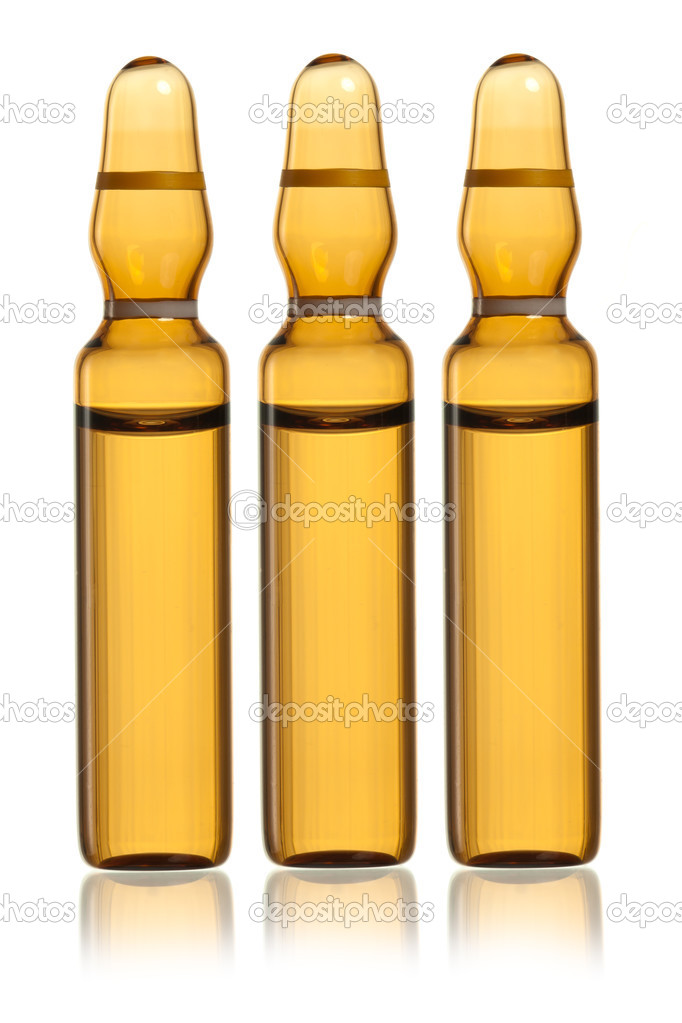 Ampoules containing yellow drug