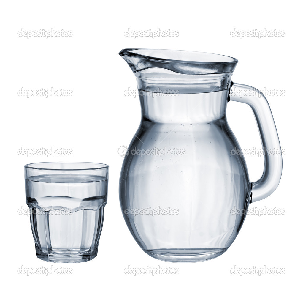 Full glass and jug isolated