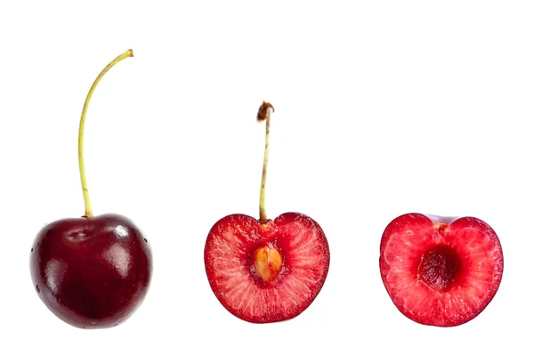 Whole and half cut cherry — Stock Photo, Image