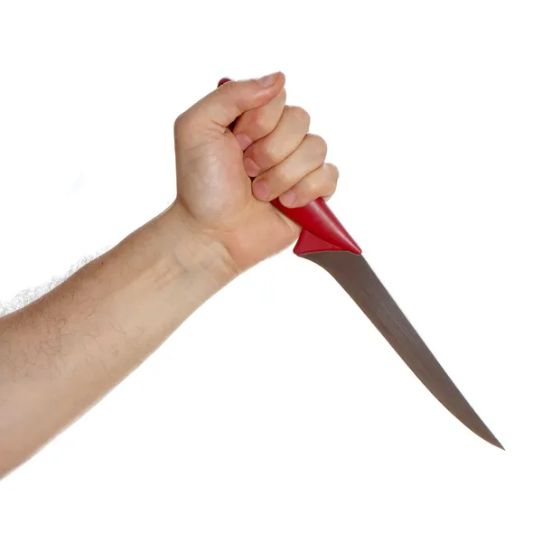 Hand with knife isolated — Stock Photo, Image