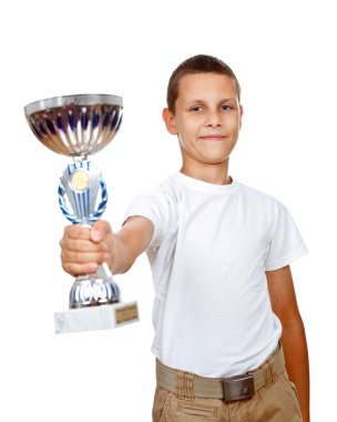 Çocuk spor Kupası gülümseme ile holding