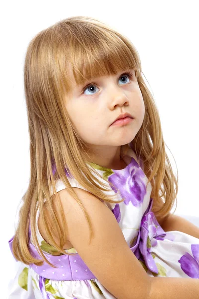 Little beautiful girl looking up — Stock Photo, Image