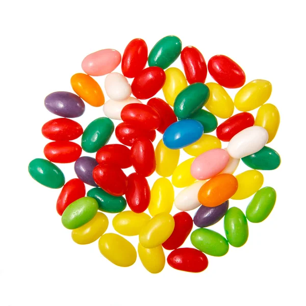 Color jelly beans over white — Stock Photo, Image