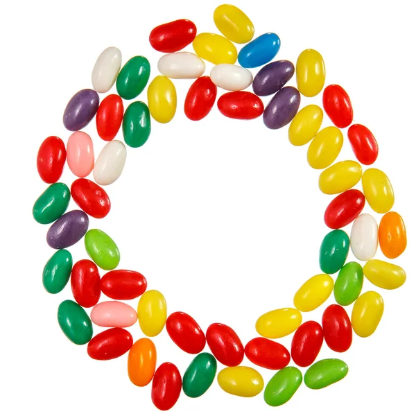 Color jelly beans over white — Stock Photo, Image