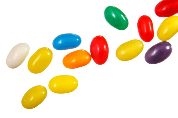 Color jelly beans over white — Stock Photo, Image