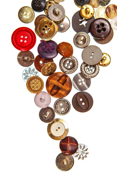 Sewing buttons on white — Stock Photo, Image