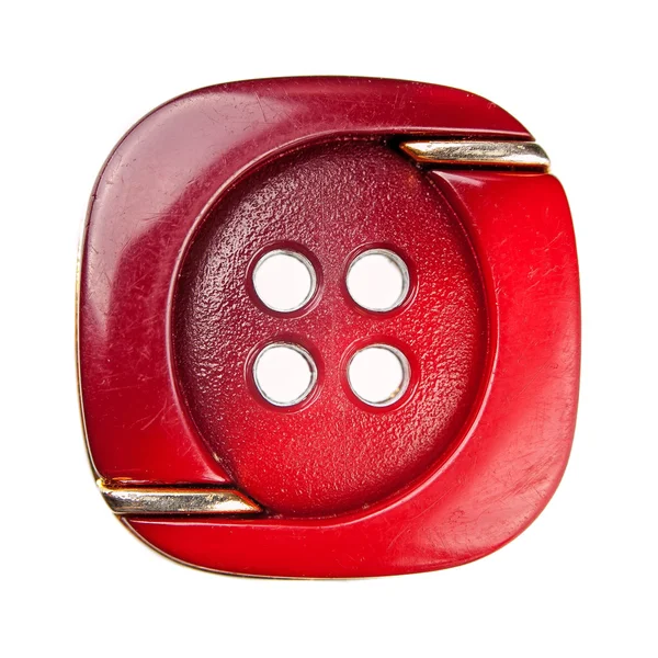 Przycisk czerwony do szycia — Zdjęcie stockowe