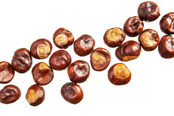 Chestnuts on a white — Stock Photo, Image