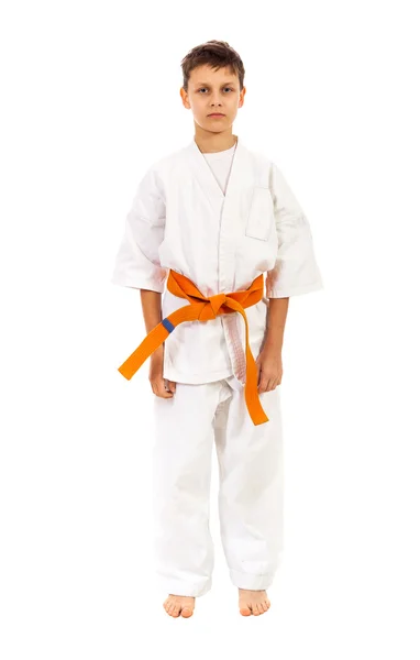 Chłopiec w kimono na białym tle — Zdjęcie stockowe