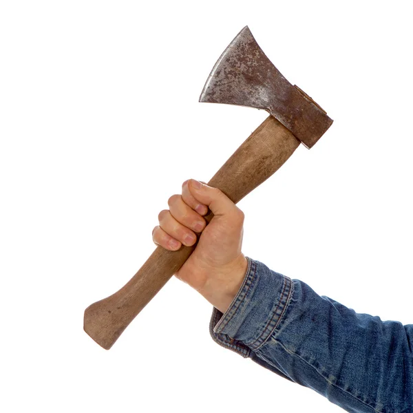 Hand holding axe — Stock Photo, Image