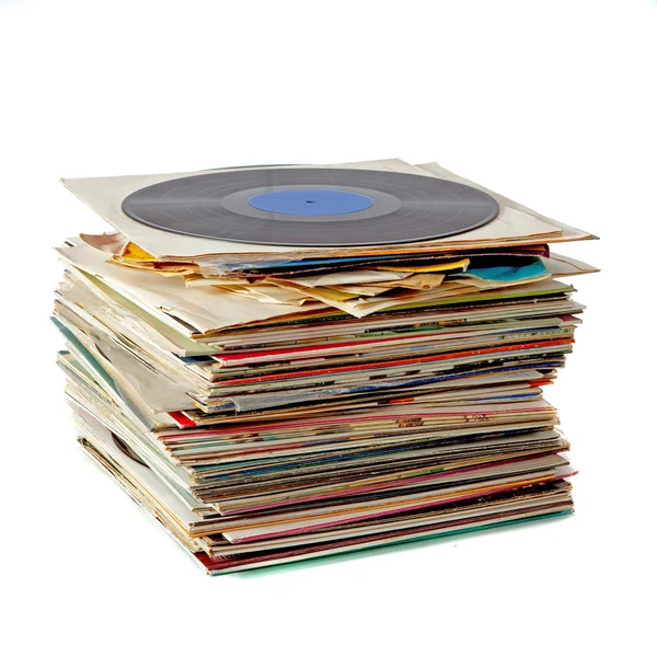 Pilha de discos de vinil — Fotografia de Stock