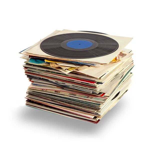 Disques vinyles avec ombre sur fond blanc — Photo