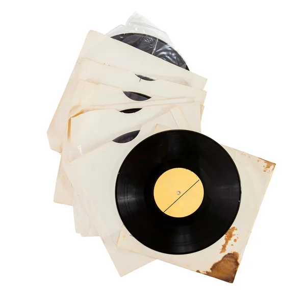 Anciens disques vinyles en couverture de papier — Photo