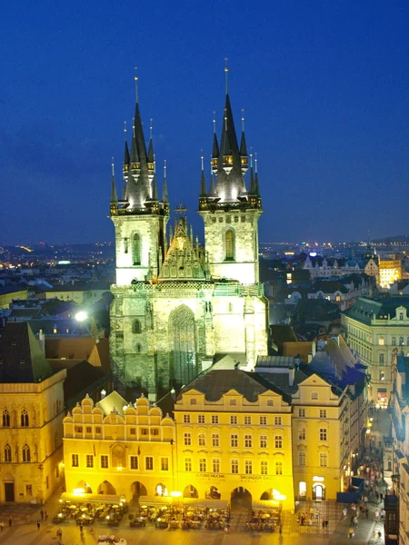 Main square of Prague at night — Stock Photo, Image