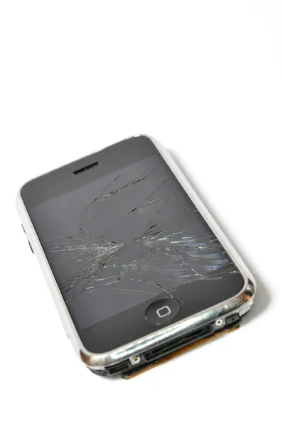 Mobile phone with broken screen — Stock Photo, Image