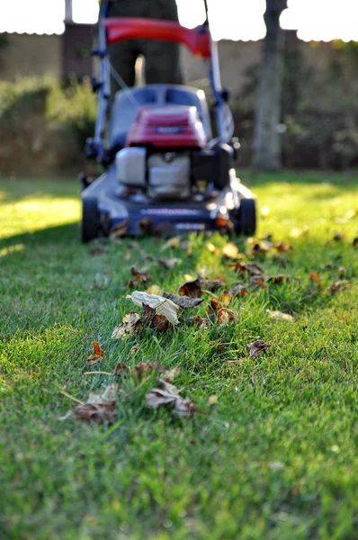 Lawnmower at autumn — Stock Photo, Image