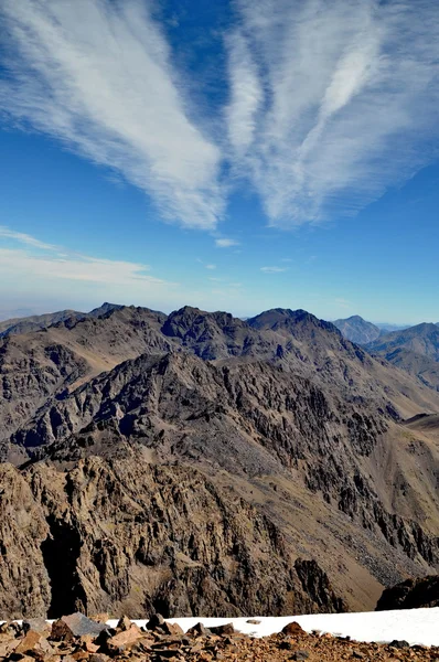 Widok z góry Toubkal (4,167 m), Atlas, Maroko — Zdjęcie stockowe