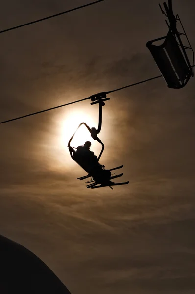 Ski lift silhouette — Stock Photo, Image