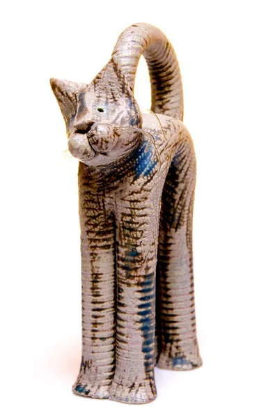 Cat figurine on white background — Stock Photo, Image