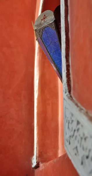 Moroccan style blue lamp on the wall — Stock Photo, Image