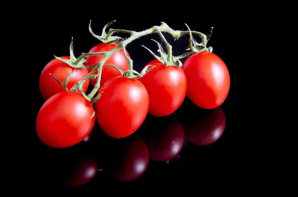 Tomaten auf schwarz — Stockfoto