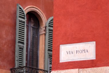via Roma eski verona şehri sokak tabelası