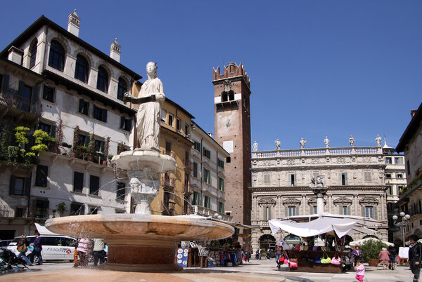 Ancient fountain with the Madonna Verona