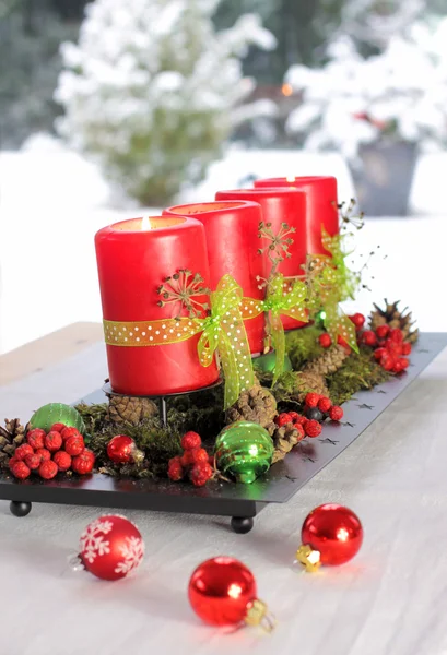 Red Advent Candles — Stock Photo, Image