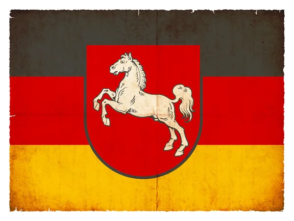 Grunge vlag van Neder-Saksen (Duitsland) — Stockfoto