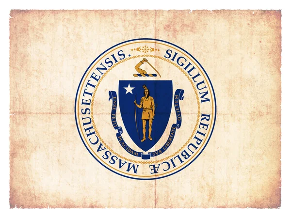 Grunge vlag van Massachusetts (Verenigde Staten) — Stockfoto