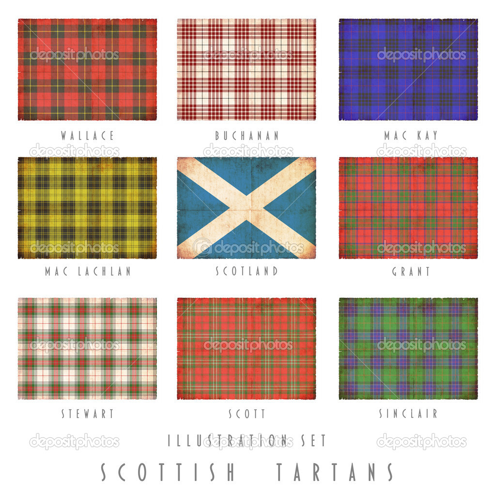 Scottish tartans in grunge design