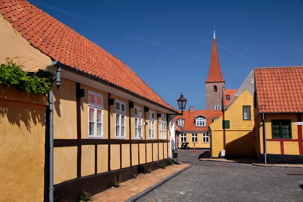 Centro histórico da cidade de Roenne em Bornholm — Fotografia de Stock