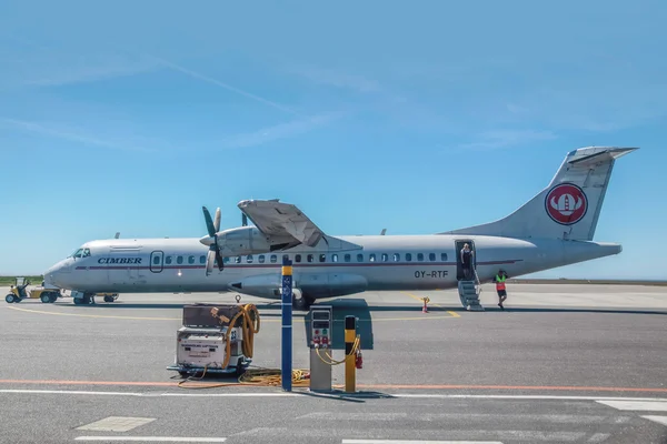 Samolot linii lotniczych cimber Sterling na bornholm — Zdjęcie stockowe