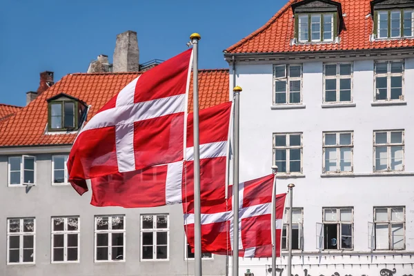 Dänische Flagge schwenken — Stockfoto