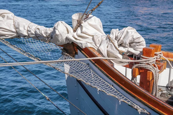 Gathered sail of a big sailing ship — Stock Photo, Image