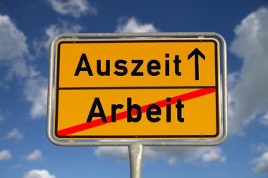 German road sign work and time-out clipart