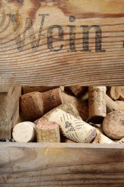 Wine rack with corks — Stock Photo, Image