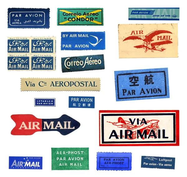 Vintage airmail labels — Stock Photo, Image