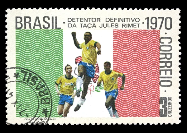 Sello para el equipo de la Copa Mundial de fútbol de Brasil 1970 — Foto de Stock